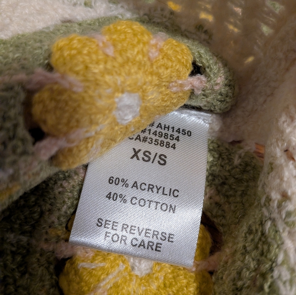 Sadie & Sage Cream Crochet Floral Cardigan with Yellow, Pink & Green Accents - Picture 3 of 6